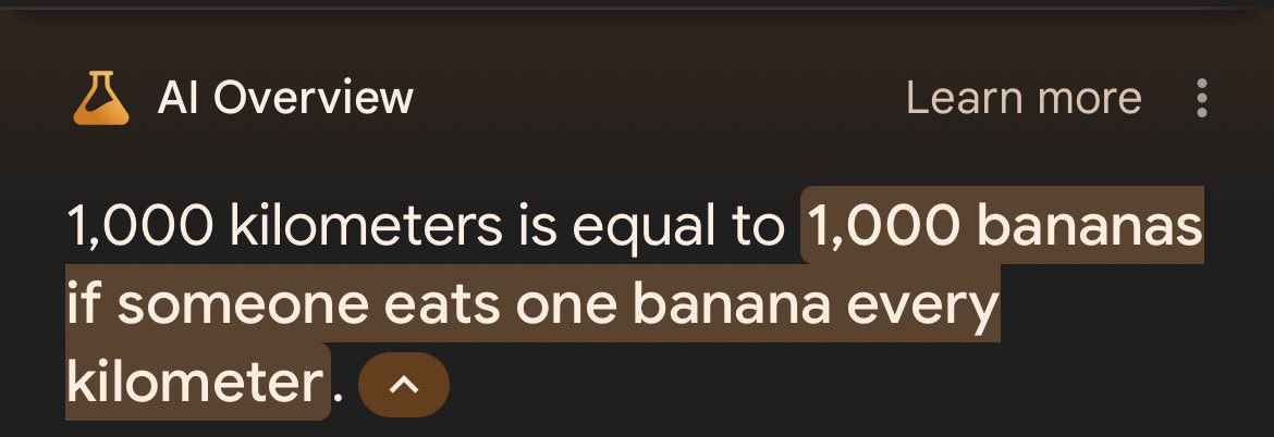 А Overview Learn more 1,000 kilometers is equal to 1.000 bananas if someone eats one banana every kilometer.