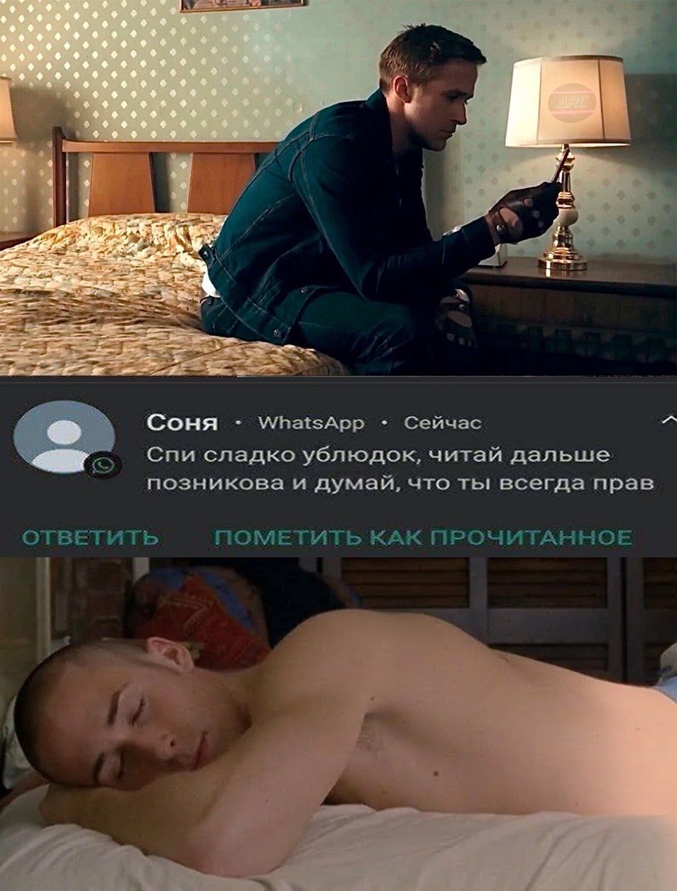 Соня Сейчас WhatsApp Спи сладко ублюдок, читай дальше позникова и думай, что ты всегда прав ОТВЕТИТЬ ПОМЕТИТЬ КАК ПРОЧИТАННОЕ