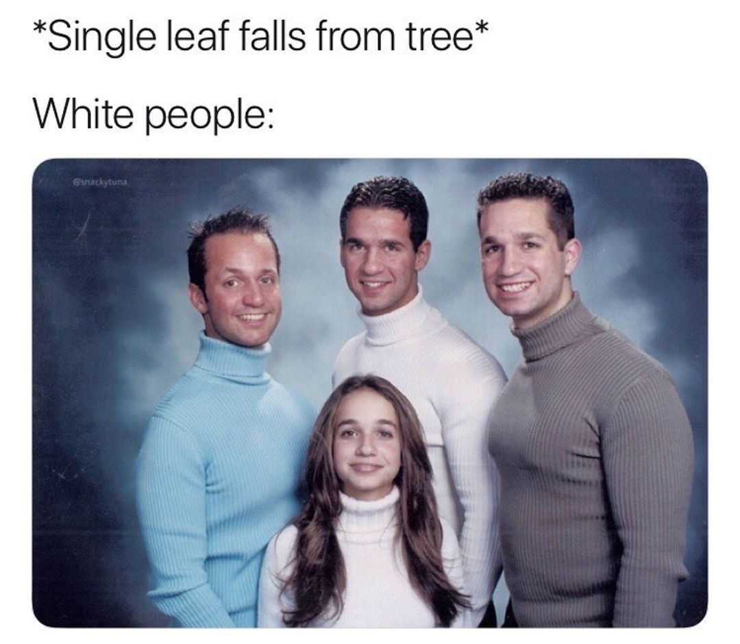 *Single leaf falls from tree* White people: