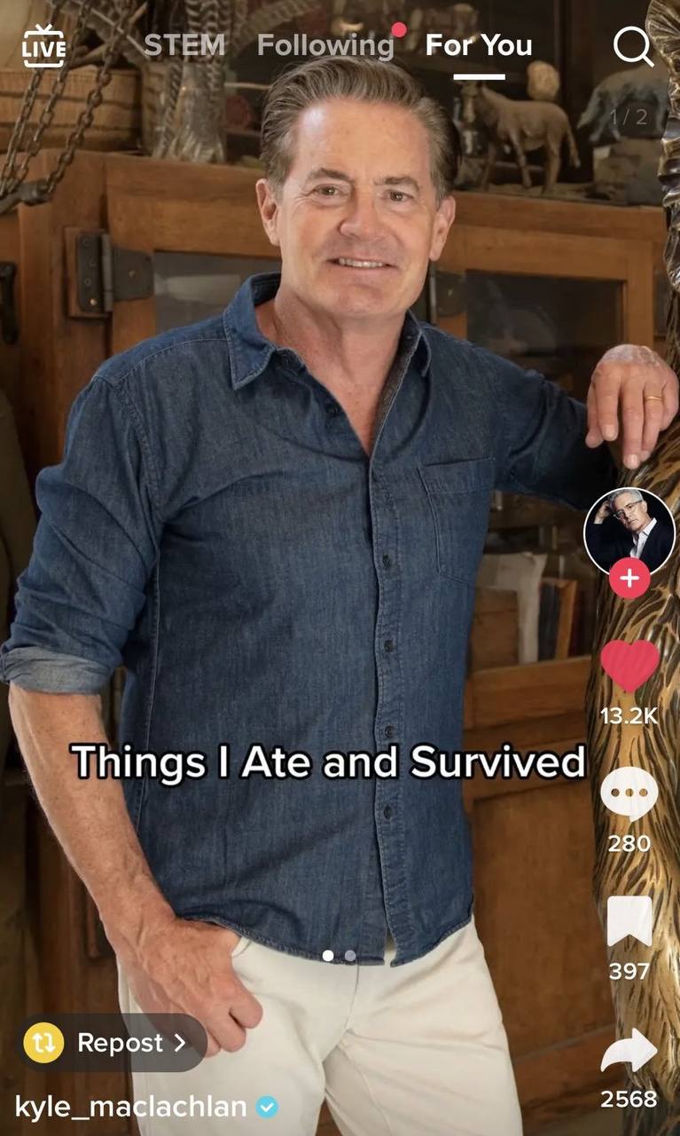 For You LIVE 13.2К Things Ate and Survived 280 397 Repost 2568 kyle_maclachl