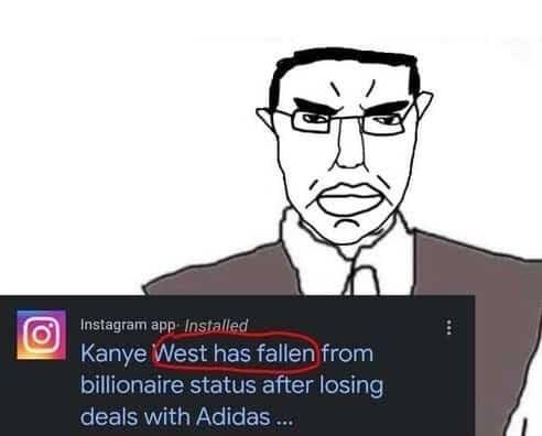 в Instagram app Kanye West has billionaire status after losing deals with Adidas