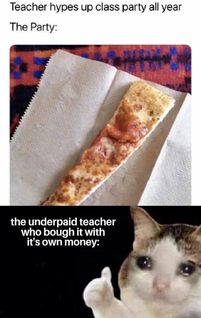 Teacher hypes up class рагу а! year The Party: к а fae the underpaid teacher who bough it with it's own money: