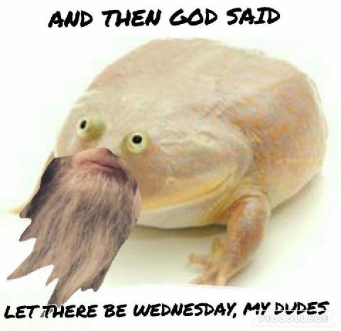 AND THEN GOD SAID у LET THERE BE WEDNESDAY, MY DUDES