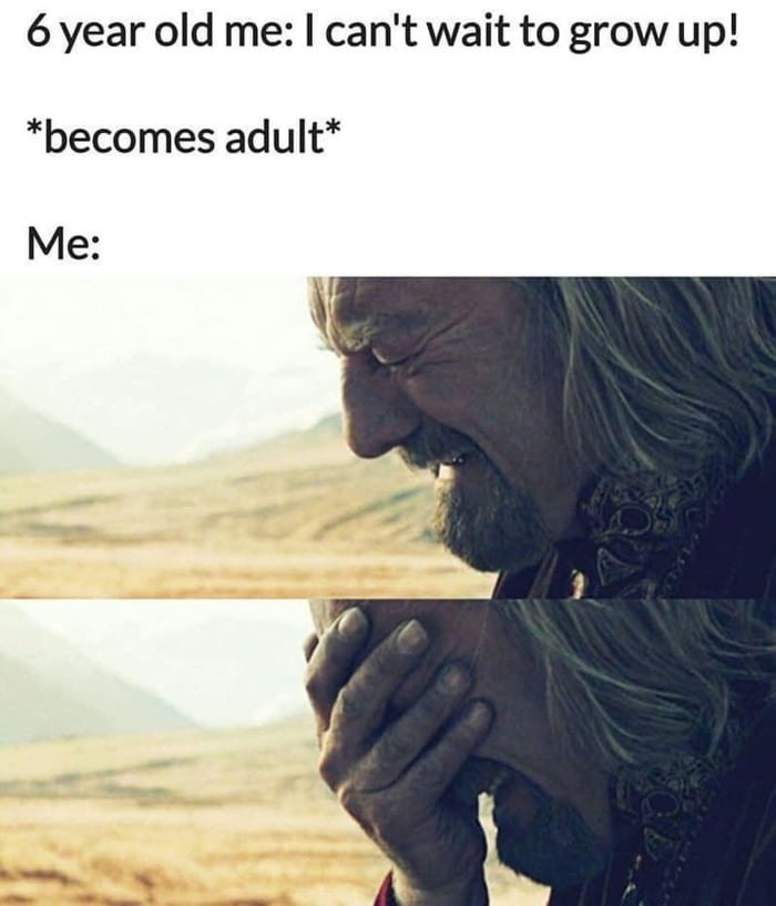 6 year old me: can't wait to grow up! *becomes adult* Me: