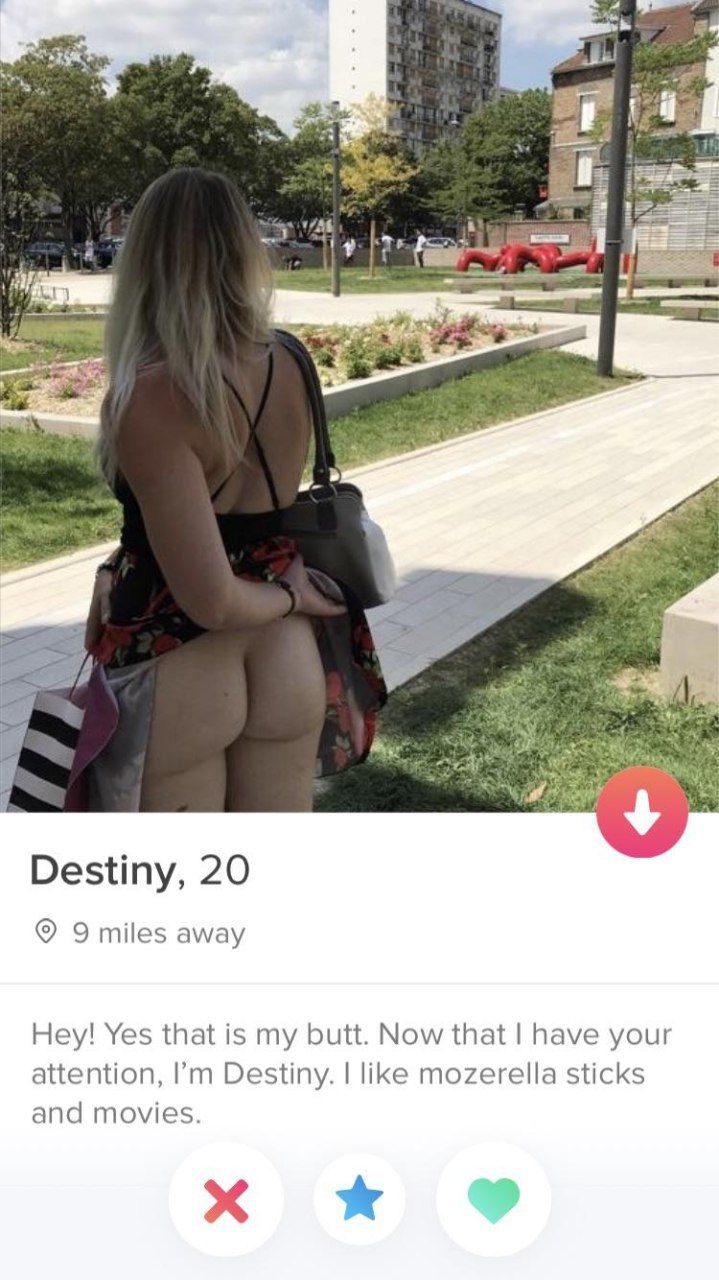 i Я В ЕЕ 4 a я 4 Destiny, 20 9 miles away Hey! Yes that is my butt. Now that have your attention, Destiny. like mozerella sticks and movies.