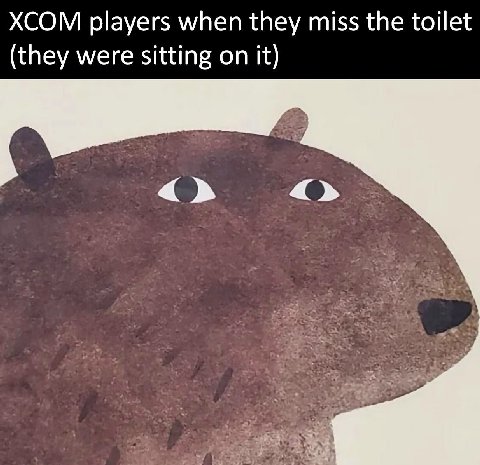 XCOM players when they miss the toilet (they were sitting on it)