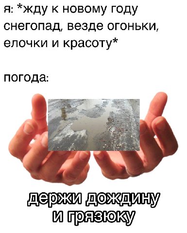 я: *Жду к новому году снегопад, везде огоньки, елочки и красоту* ПОГОДА: И
