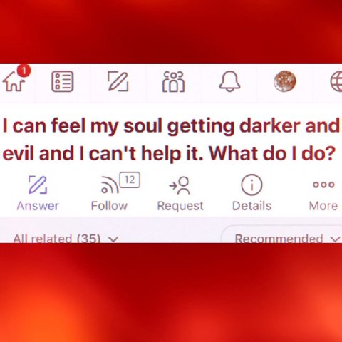 1 A can feel my soul getting darker and evil and can't help it. What +0 ооо Answer Follow Request Details More