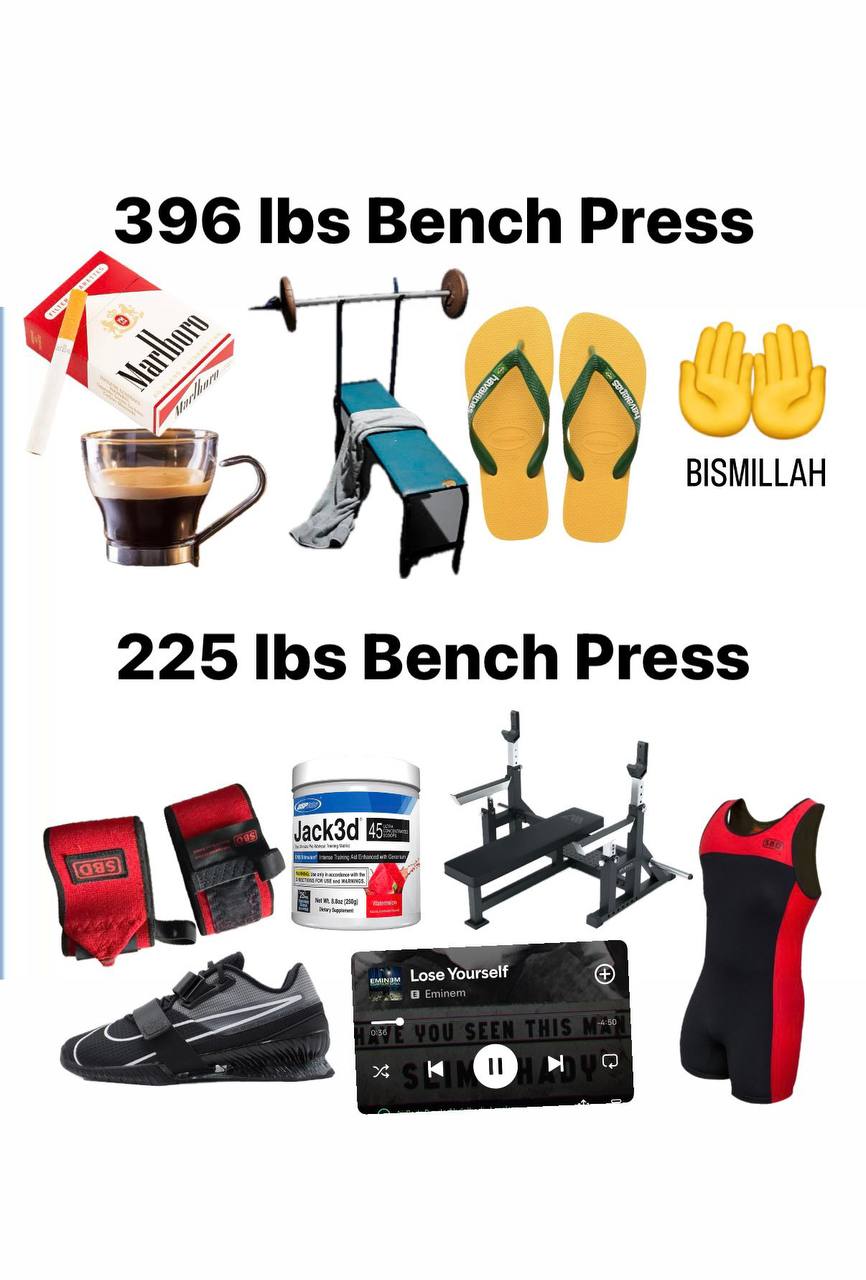 396 Ibs Press BISMILLAH 225 lbs Bench Press Jack3d Lose