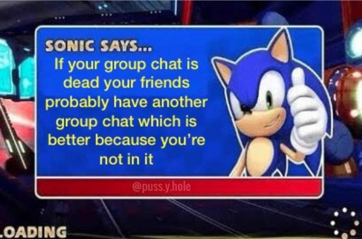 SONIC SAYS... your group chat is dead your friends probably have another chat which is А better because not in it [А OADING