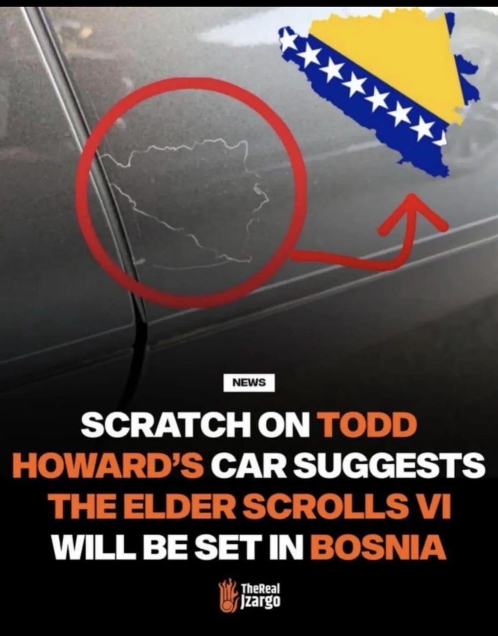 SCRATCH ON TODD HOWARD’S CAR SUGGESTS THE ELDER SCROLLS WILL BE SET IN BOSNIA