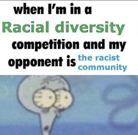 when in а Racial diversity competition and my the racist 1$ community