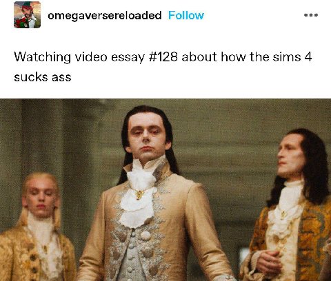 eco omegaversereloaded Follow Watching video essay #128 about how the sims 4 sucks ass 4 2