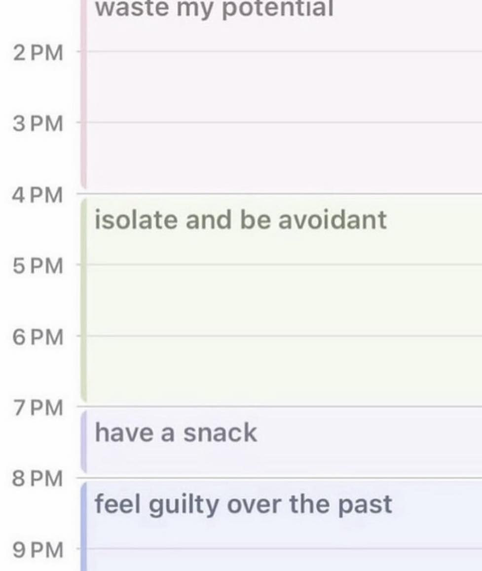 waste potential isolate and be avoidant have a snack feel guilty over the past