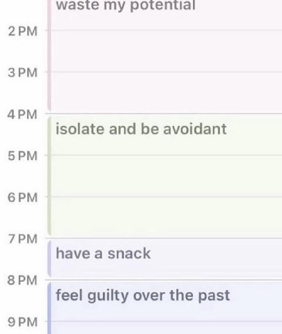 waste potential isolate and be avoidant have a snack feel guilty over the past