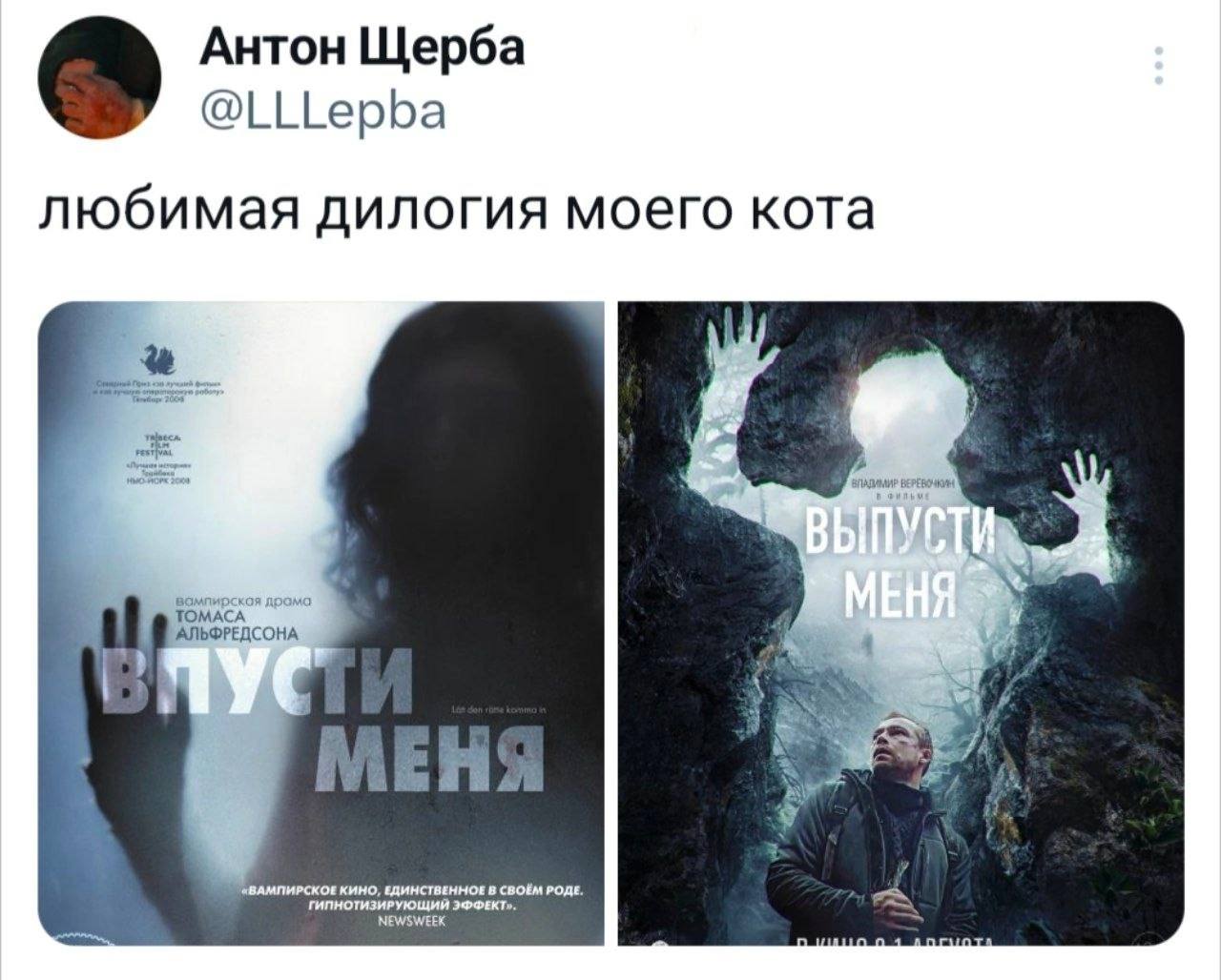 Антон Щерба @LLLepba любимая дилогия моего кота КИНО, ЕДИНСТВЕННОЕ В СВОЁМ РОДЕ. ГИПНОТИЗИРУЮЩИЙ ЭФФЕКТ» NEWSWEEK