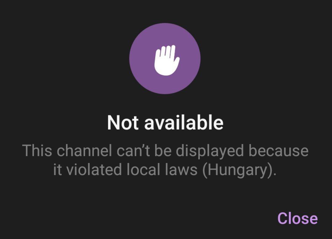 Not available This channel cant be displayed because it violated local laws (Hungary). Close