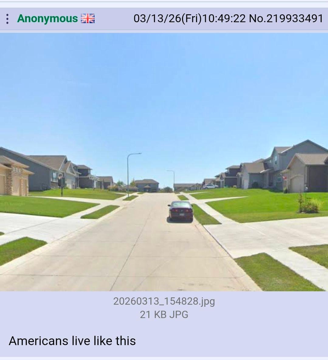 Anonymous 03/13/26(Fri)10:49:22 No.219933491 1 a 20260313_154828.jpg 21 JPG Americans live like this