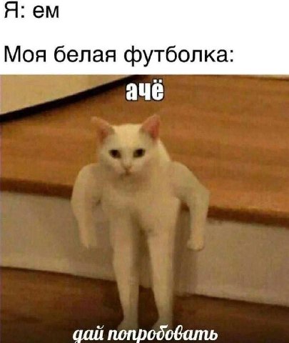 Я: Моя белая футболка: ачё дай попробовать