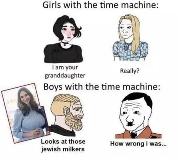 Girls with the time machine 2) your granddaughter Really? Boys with the time machine: 92 Looks at those How wrong i was... jewish milkers