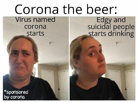 Corona the beer: Virus named Edgy and corona suicidal people tarts drinking