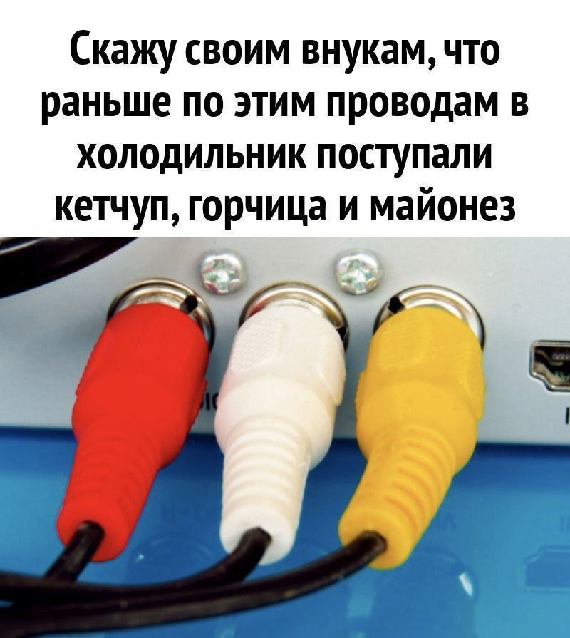 Скажу своим внукам, что раньше по этим проводам в холодильник поступали кетчуп, горчица и майонез