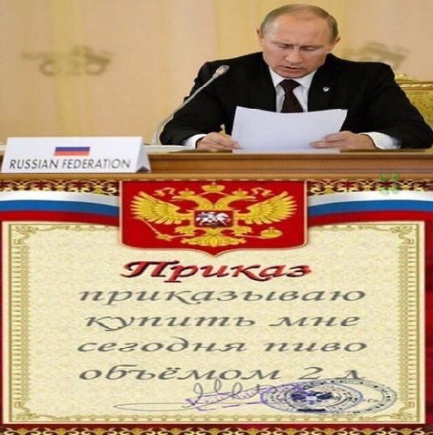 приказ приказываю купить мне сегодня пиво объёмом 2 литра