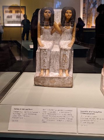 if Statue of Idet and Вии tat Probably from the Theban горо! Statuette of a Young Boy New Kingdom, arly dynasty culpte jet Called Amenmes ‘about 1480: 0 a bet Painted lime: one although imp ant Cat. 3