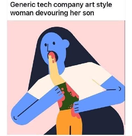 Generic tech company art style woman devouring her son