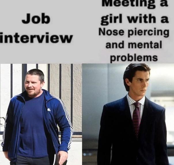 а Job girl witha Nose piercing interview and mental problems