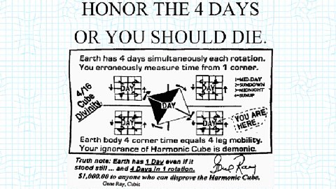 Earth has 4 days simultaneously each rotation. You erroneously measure time from 1 corner. Para МАЕ: 40% Bana Earth body 4 corner time equals 4 leg mobility. Your ignorance of Harmonic Cube is demonic
