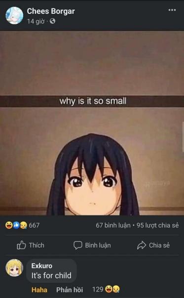 Chees Вогдаг 14 до: why is it so small 667 67 binh luan 95 luot chia Thich Binh А» Chia It's for child Haha Phanhoi 129