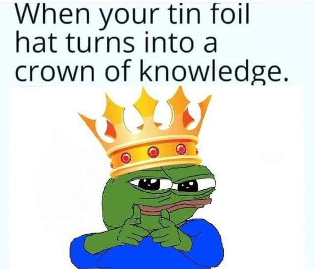 When your tin foil hat turns crown of knowledge.