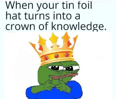 When your tin foil hat turns crown of knowledge.