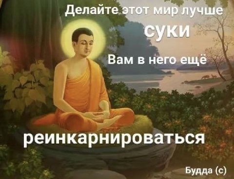 Делайте этот мир лучше суки Вам в него еще реинкарнироваться Будда (с)