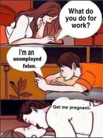 What you for work? unemployed felon.