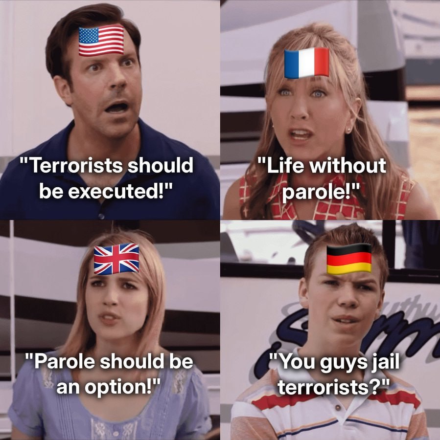 "Terrorists should "Life without be executed!" parole!" AS “Parole should be "You guys jail an option!" terrorists?"