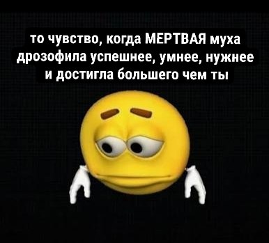 то чувство, когда МЕРТВАЯ муха дрозофила успешнее, умнее, нужнее и достигла большего чем ты