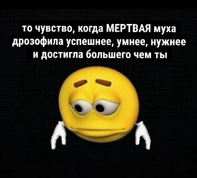 то чувство, когда МЕРТВАЯ муха дрозофила успешнее, умнее, нужнее и достигла большего чем ты