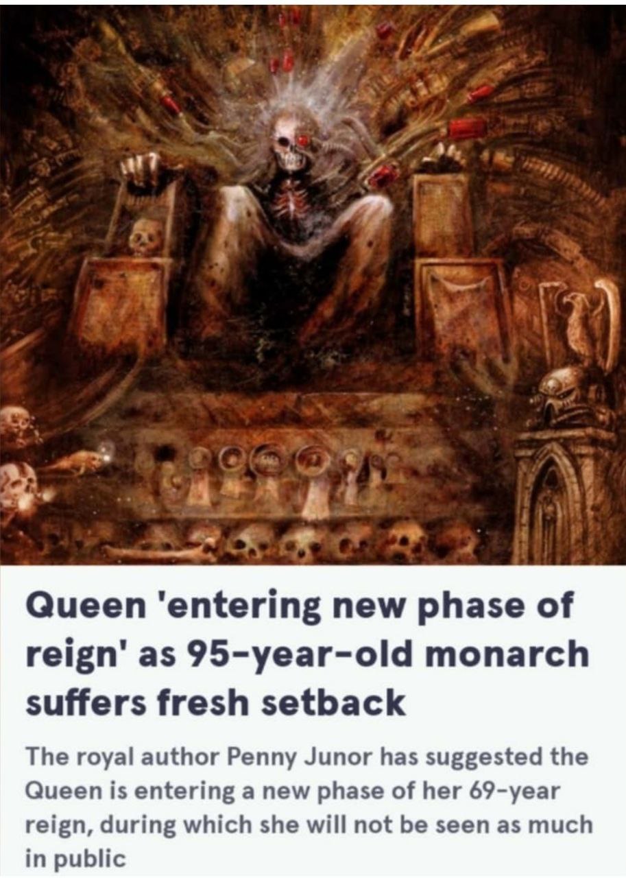 к я 7 7 Queen ‘entering new phase of as 95-year-old monarch suffers fresh setback The royal author Penny Junor has suggested the Queen is entering a new phase of her 69-year reign, during which she wi