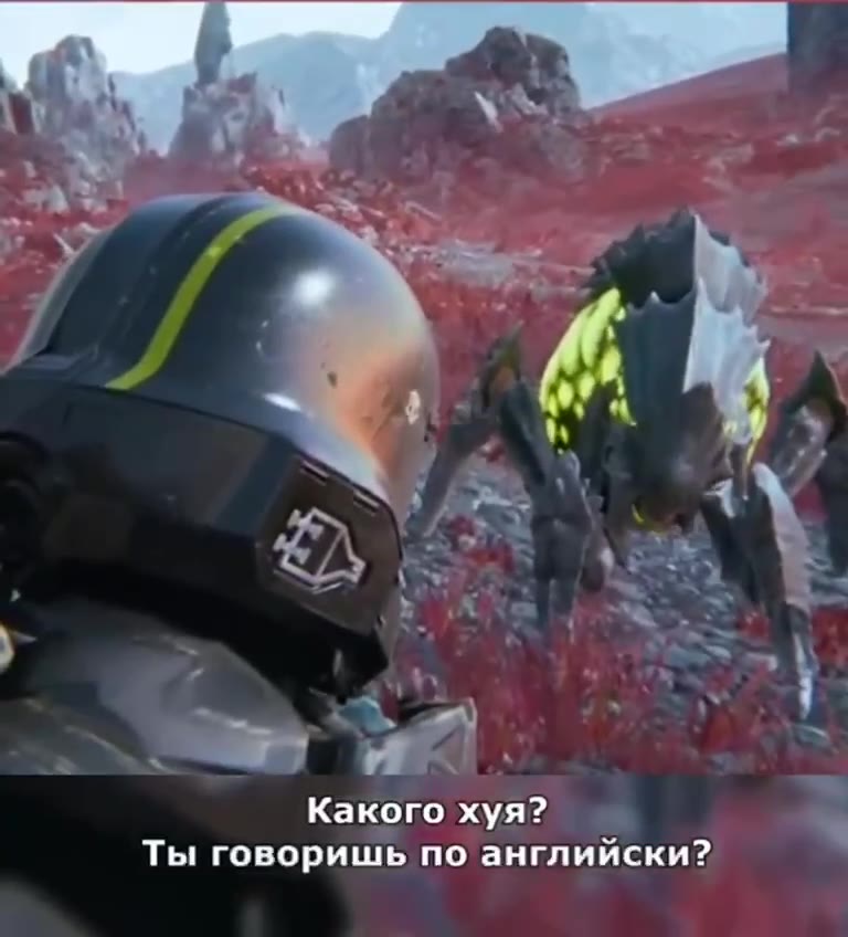 Я не думаю что нам когда-нибудь преодолеть этот языковой барьер Какого хуя? ‹ = Ты говоришь по английски?