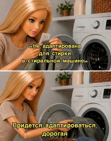 адаптирована для стирки в стиральной машине» Придется адаптироваться, дорогая