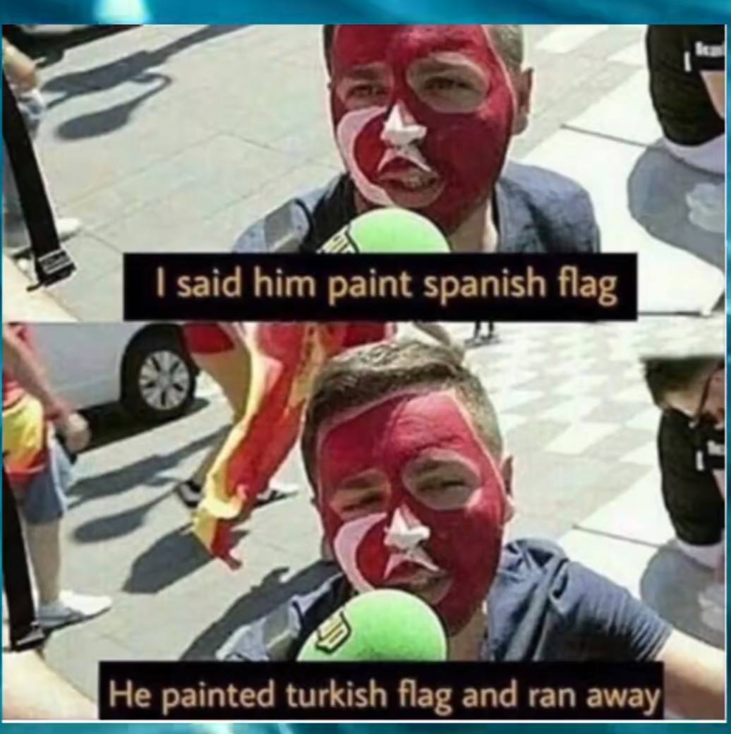 said him paint spanish flag 3 He painted turkish flag and ran