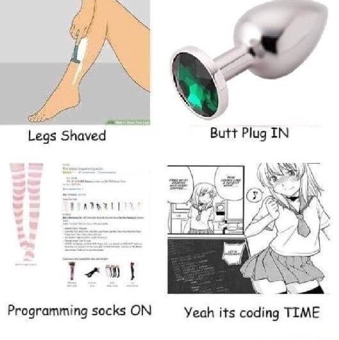 Legs Shaved Butt Plug IN Programming socks ON Yeah its coding TIME