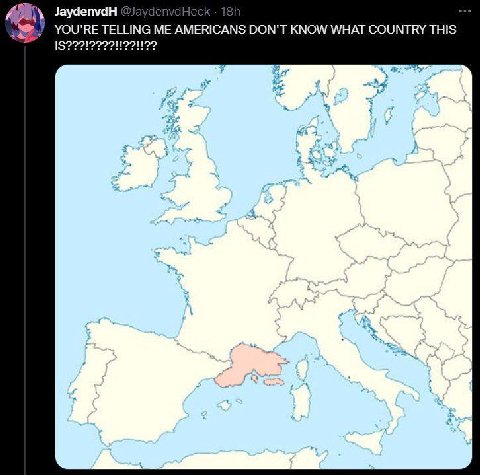 JaydenvdH @JaydenvdHeck 181 YOU'RE TELLING ME AMERICANS DON'T KNOW WHAT COUNTRY THIS
