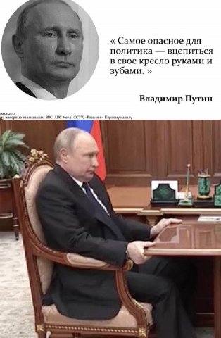 Самое опасное для политика вцепиться в свое кресло руками и зубами. Владимир Путин 19.01.2014 интервью телеканалам BBC, ABC News, CCTV, «Россия 1», Первому канал Why a