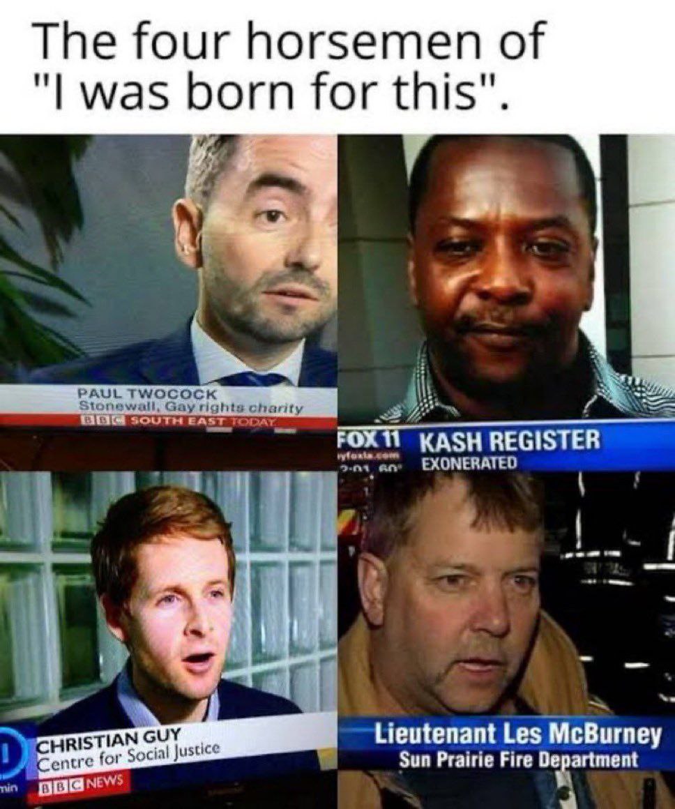 The four horsemen of was born for this". chy PAUL TWOCOCK wall, Gay rights charity KASH ЕХОМЕВАТЕО 4 a Lieutenant Les McBurney entre or NCU Justice Sun Prairie Fire
