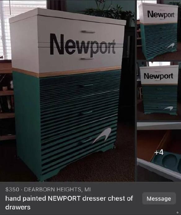 Newpor Newport +4 $350 DEARBORN HEIGHTS, hand painted NEWPORT dresser chest of drawers