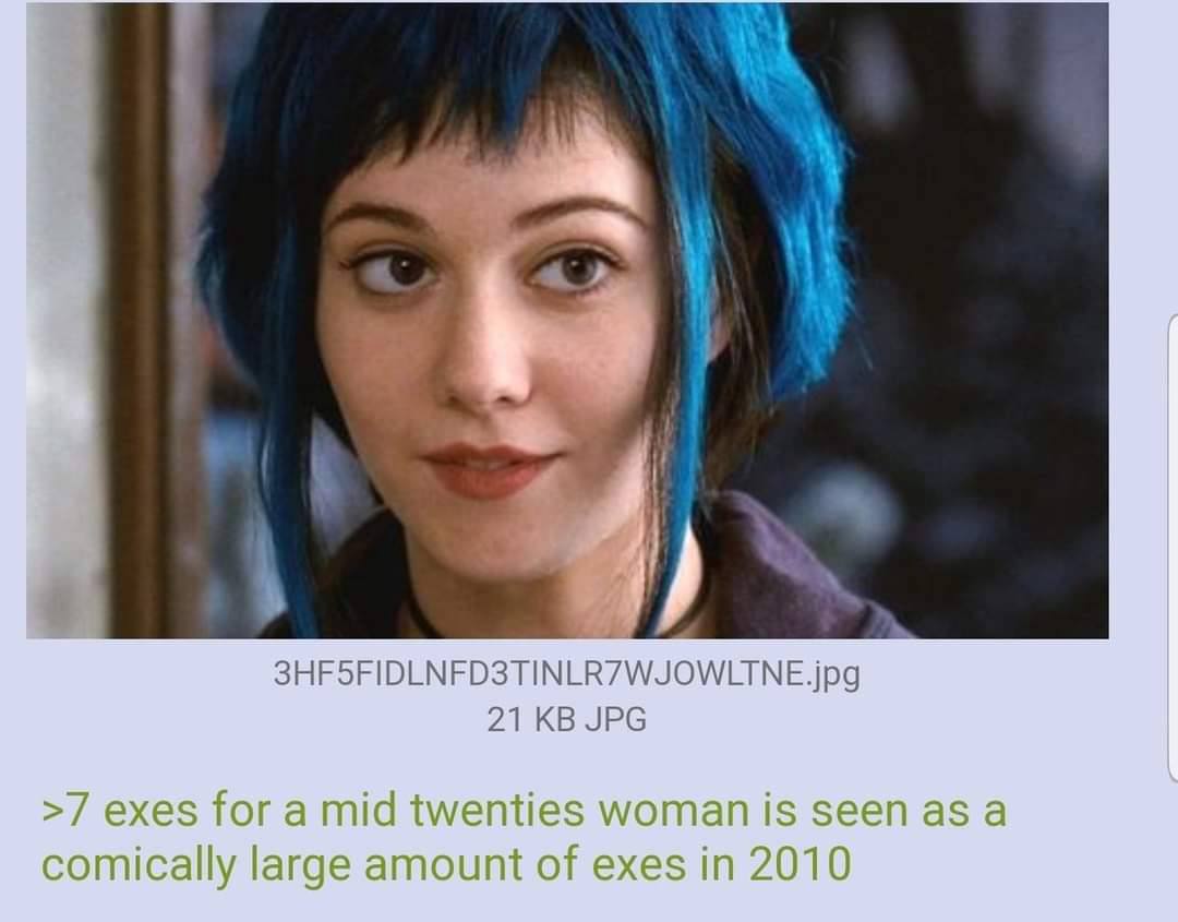 у 21 JPG >7 exes for a mid twenties woman is seen as а comically large amount of exes in 2010