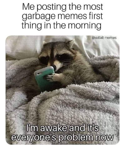 Me posting the most garbage memes ning in the morning @willalt memes 7 bas awake’ and 5